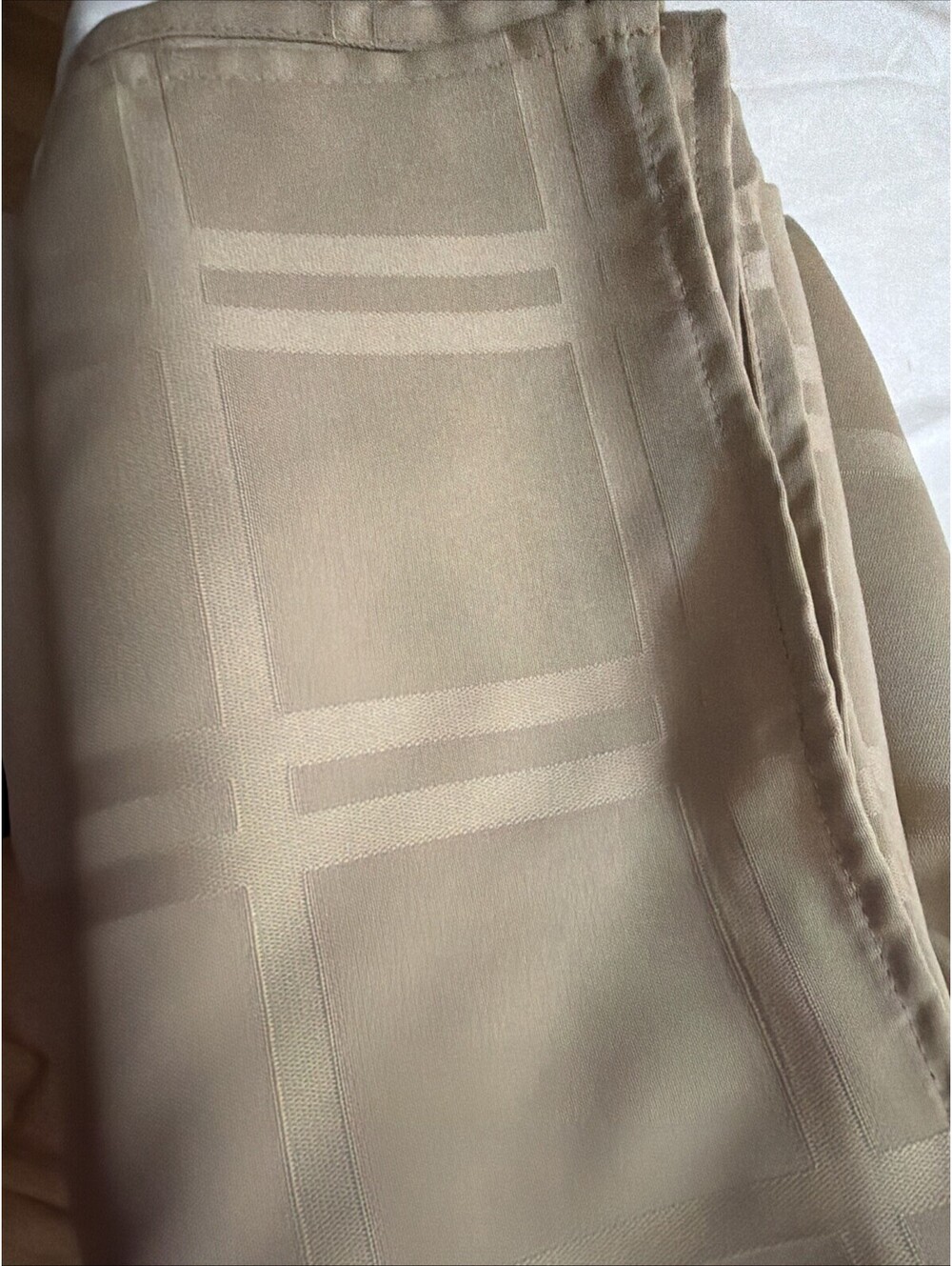 2 Tan Tablecloths Small And Medium Size. Strips Soft 52.5"x51" & 83"x61"